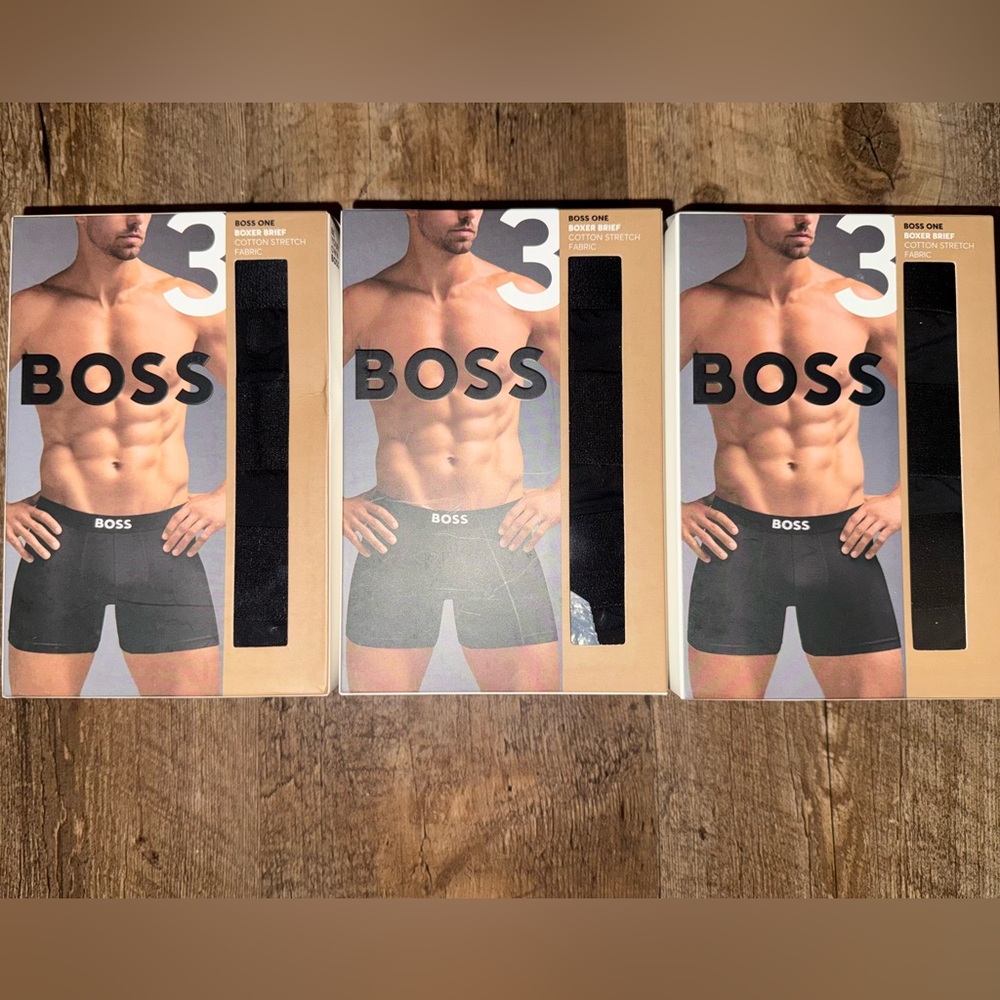 Boss Men's Boxer Briefs - 3 Boxes Black 3 Pack + 1 Box Of Multi Colors